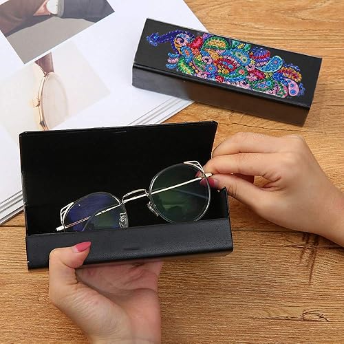 Miniatura 4 de Art Crafts Diamond Painting Glasses Storage Box Accessories Mandala Leather Case Organizer for Adult Women Kids