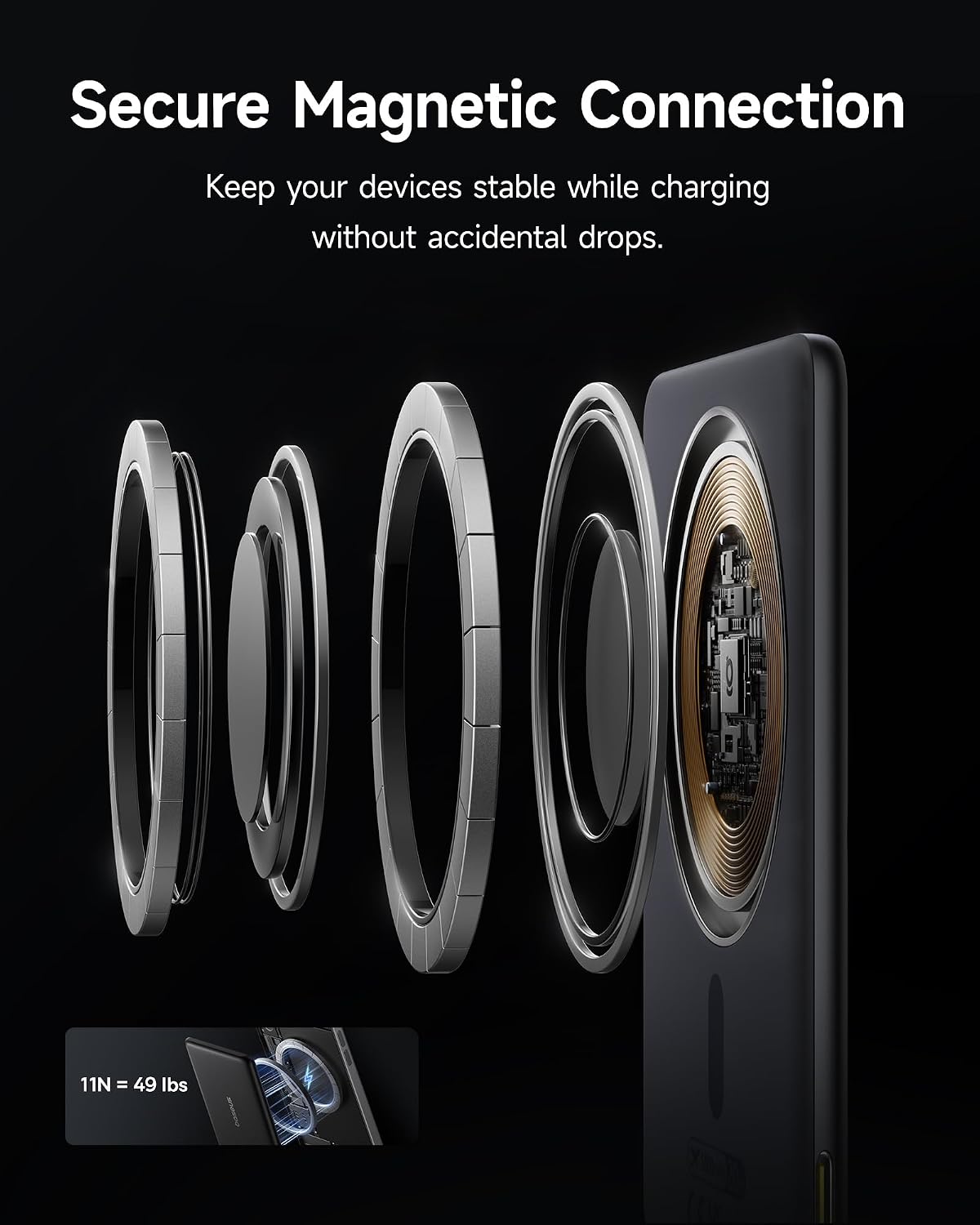 Baseus Picogo Power Bank, Smallest 5,000mAh Magnetic Wireless Charger with USB-C Braided Cable, Fast Charging Portable Battery Pack, NTC Safety Alloy Travel Essential for iPhone 17 Pro Max/17 Air/17e