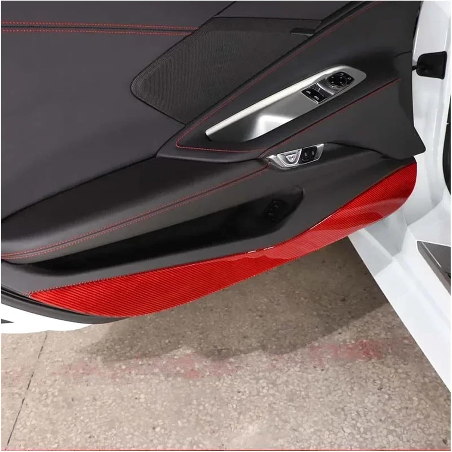 Compatible with Corvette C8 Stingray Z51 Z06 2020-2023 Soft Carbon Fiber Car Inner Door Kick Panel Decorate Interior Car Accessories(Carbon Fiber(Black))