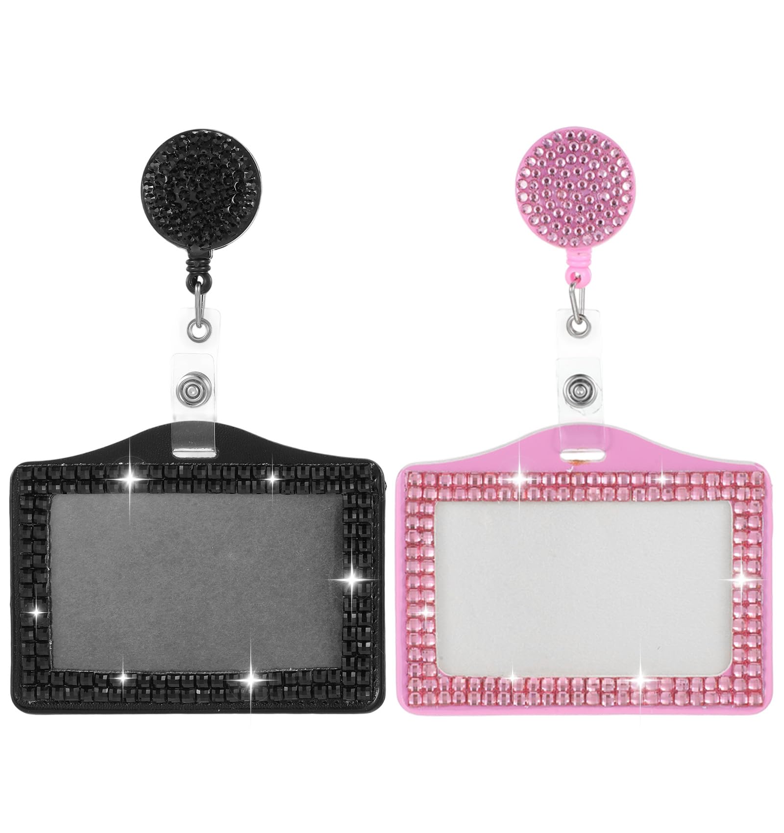 Photo 1 of ValueBargain Rhinestone Retractable Badge Holder, 2 Pcs