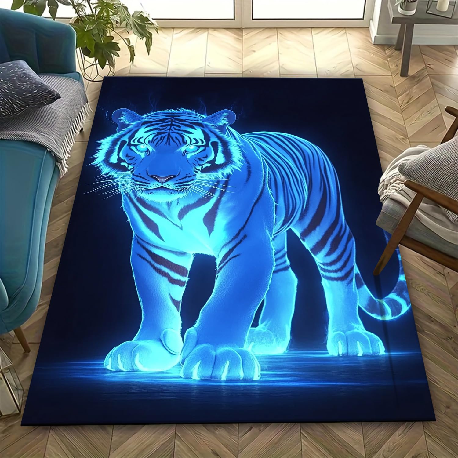 Tapis de chambre en mousse résolvant le froid au sol avec motif tigre 3D