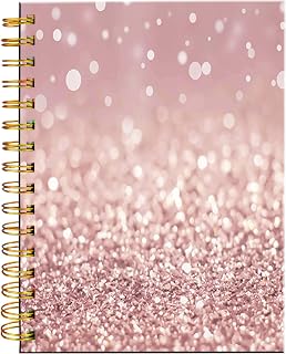 iampanda Spiral Journal Notebook,Strong Twin-Wire Binding with Premium Paper for Girl Women,60 Sheets A5 College Ruled Notebook/Journal,Luxury Design Perfect for School Office Home Gifts,Pink Glitter