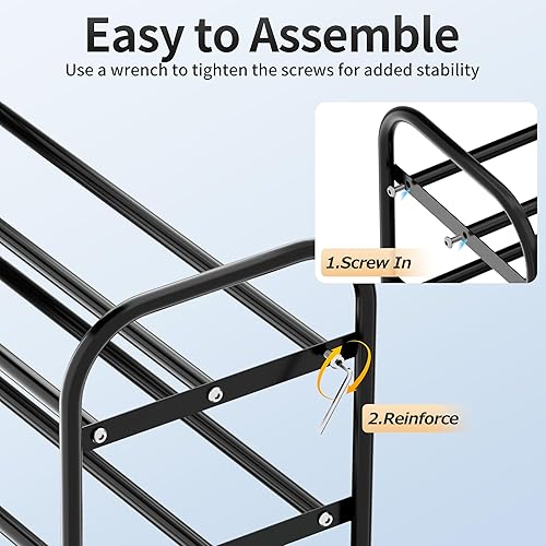 Miniatura 4 de Zapatero expandible de 2 niveles, zapatero ajustable para armario y entrada, organizador de zapatos de metal extensible con ancho ajustable, estante