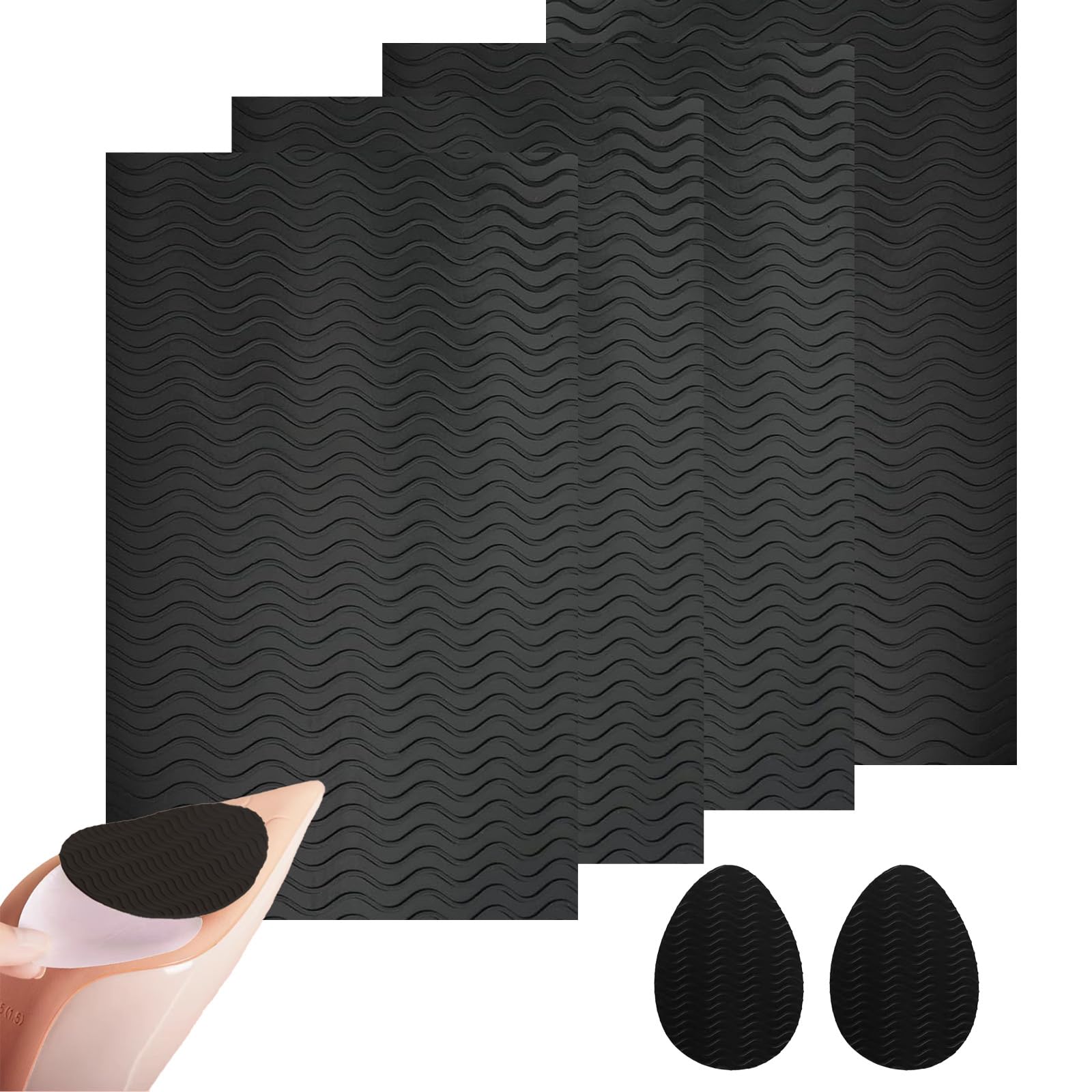 4 protectores para suelas de zapatos, Plantilla Antideslizante, Protectores para Suelas de Zapatos, Reducción de Ruido Antideslizante, Aautoadhesivas, para Suelas de Zapatos, Negro