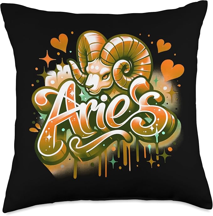 Orange Aries Zodiac Star Sign Throw Pillow