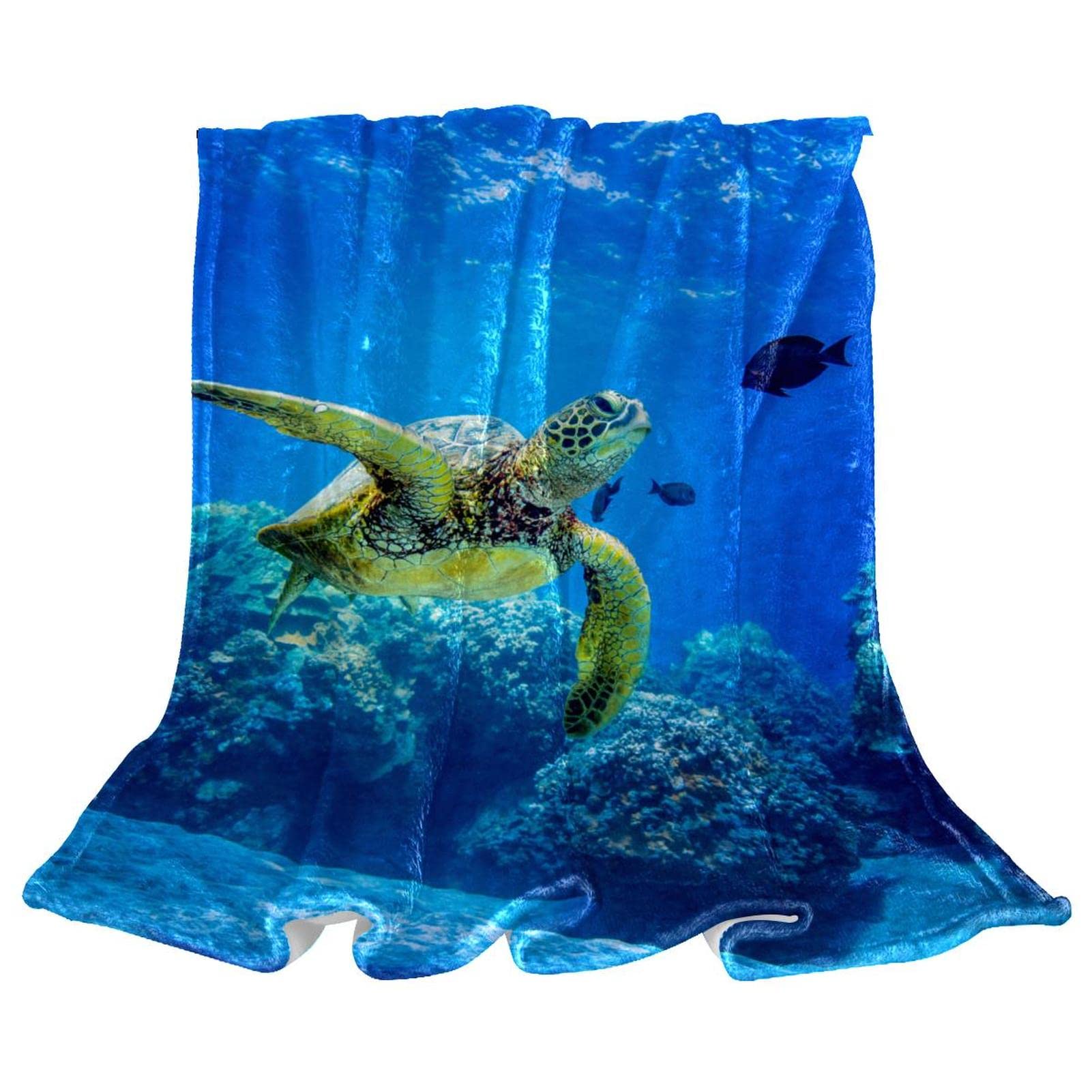 Couverture de lit douillette et réconfortante motif tortue de mer pour de doux rêves