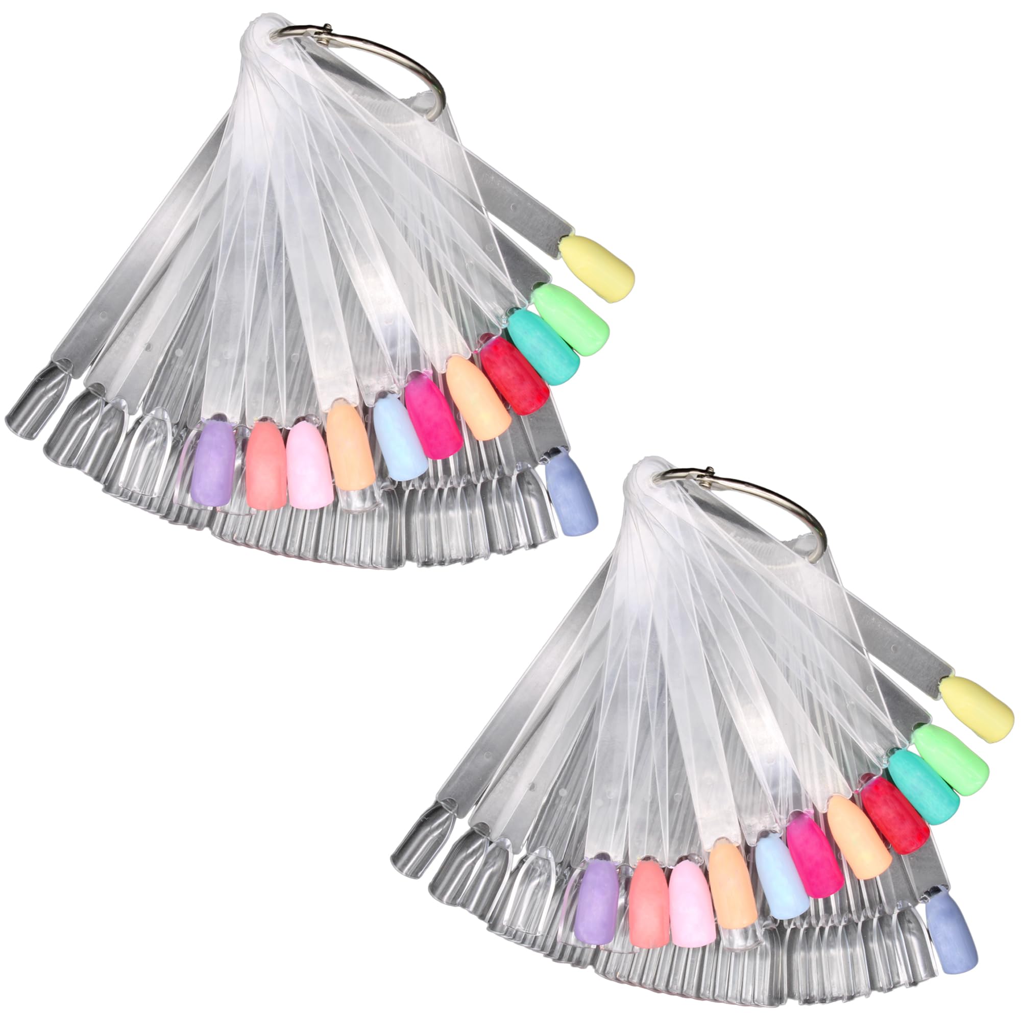 100 Nail Swatch Sticks Nail Tech Supplies Nail Colour Display Tips Clear Plastic Practice Nails, 2 Packs of 50 Nail Swatches