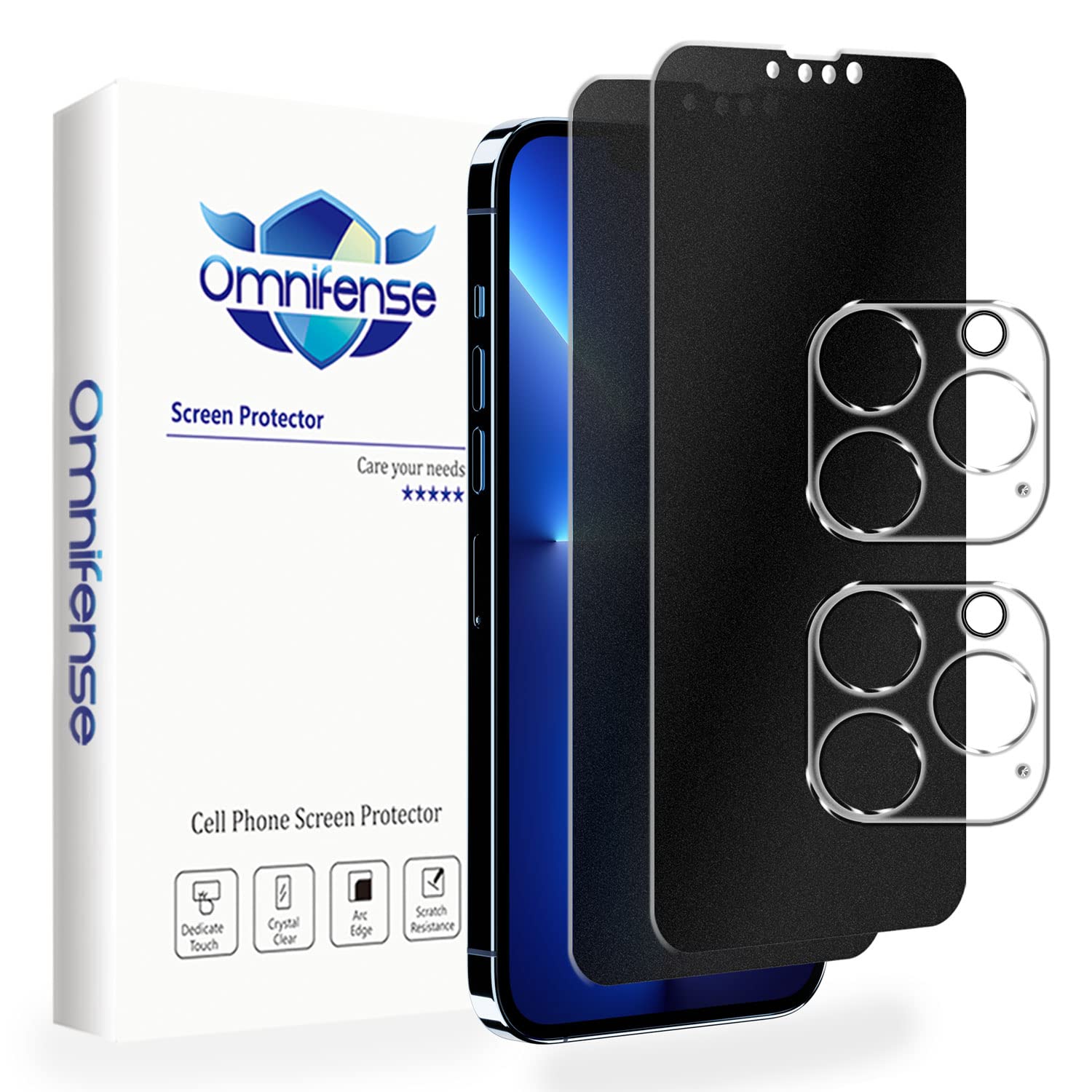 Matte Privacy Plastic Screen Protector Designed for iPhone 13 Pro Max (6.7") 2 Pack + Camera lens Protector 1 Pack, 2 Way Anti Spy Anti Glare Anti Fingerprint Screen Film and Tempered Glass Camera Cover Film for Apple 13 Pro Max