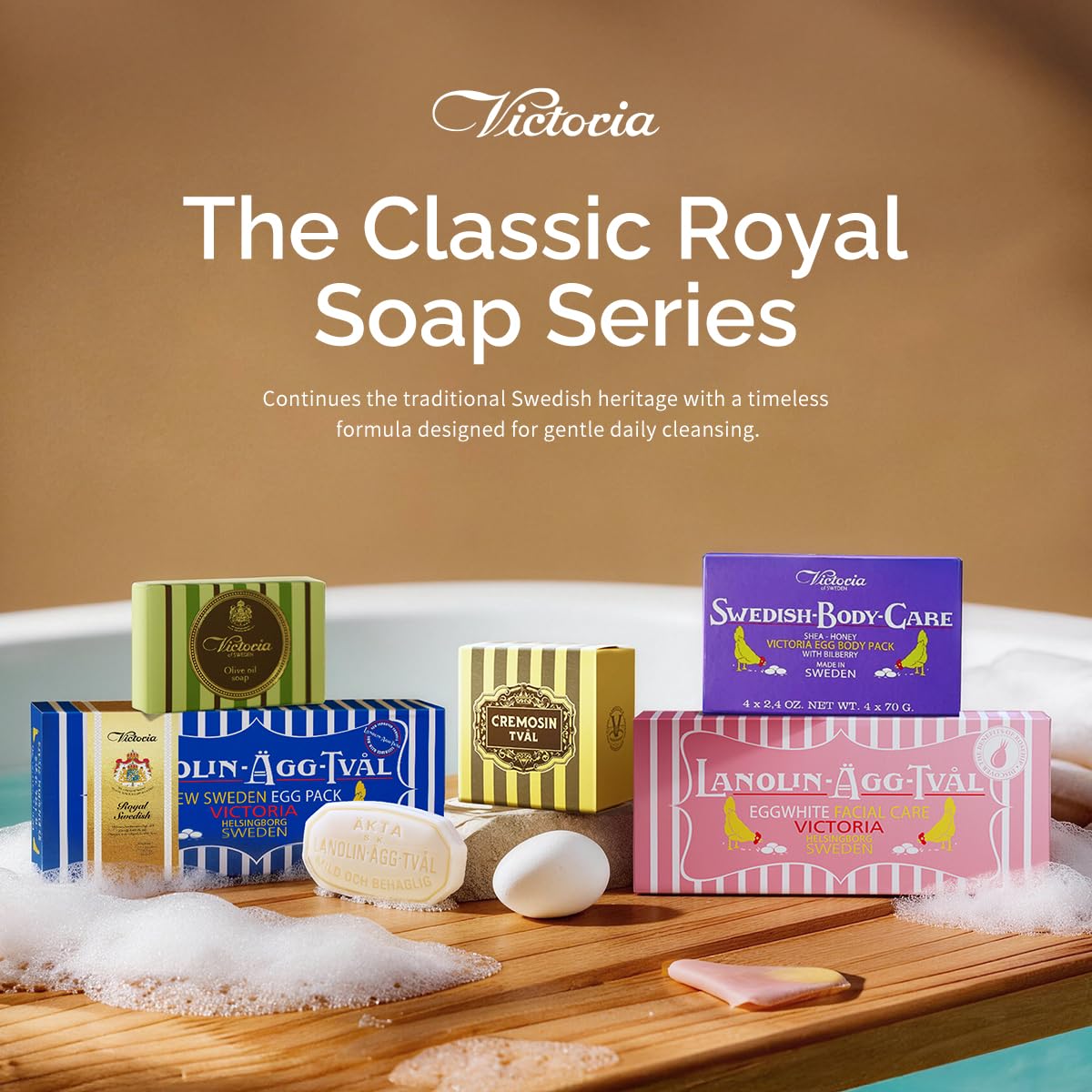 VICTORIA Soaps of Sweden Swedish Egg Facial Soap Lanolin-Agg-Tval 1.8oz x 6