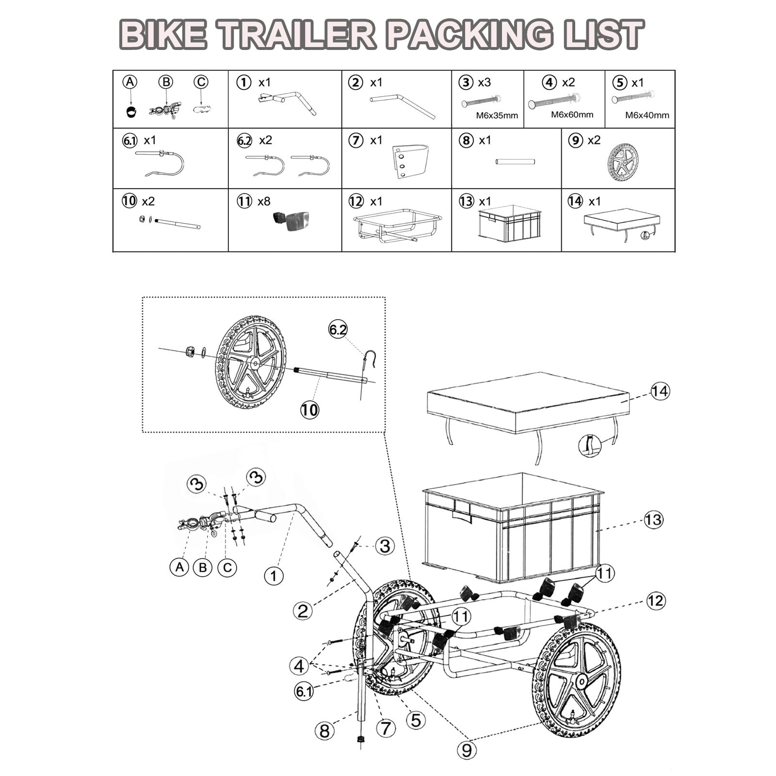 Przyczepa Rowerowa Z Bezpiecznym Hakiem Holowniczym Do Łatwego Mocowania Roweru, Przyczepka Rowerowa Typu Wagon, Ładowność 50 Kg, Składana, Kompaktowa, Zawiera Opuszczaną Nóżkę, Do Transportu
