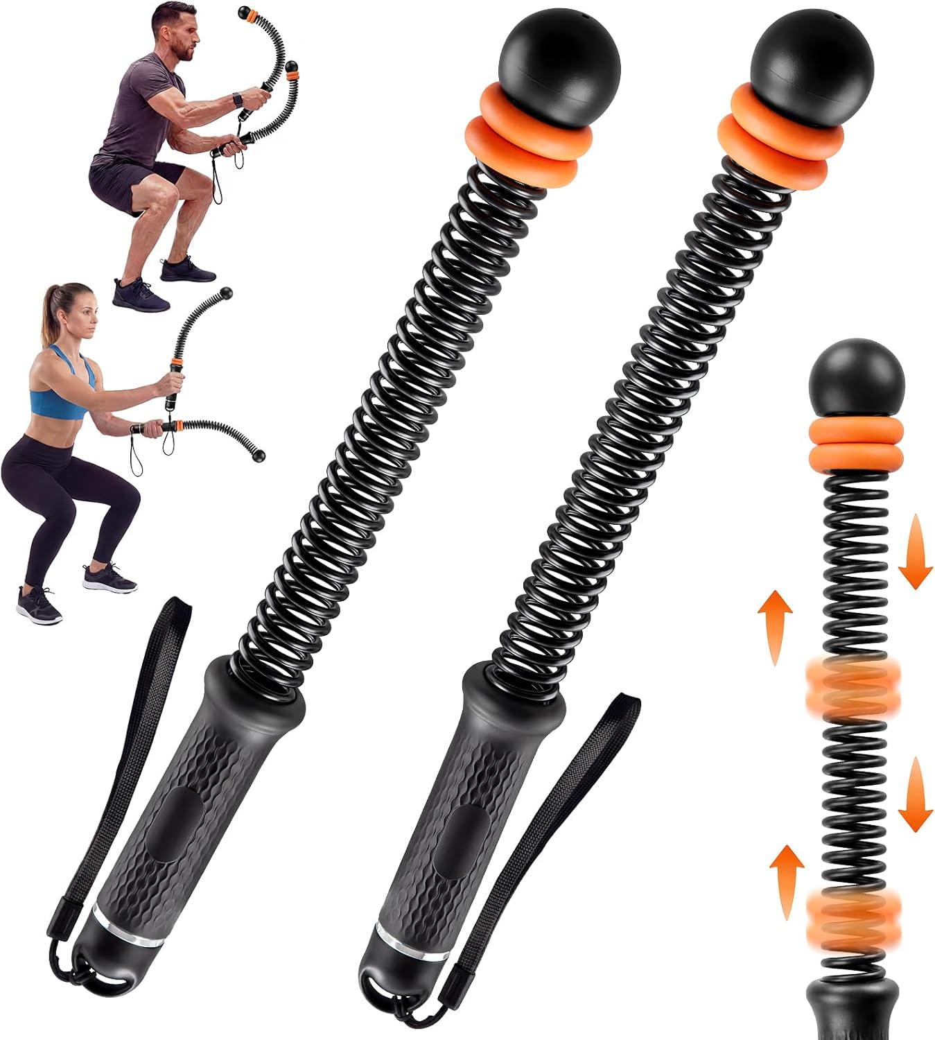 Adjustable Ropeless Battle Ropes for Home Gym-Cordless Training Rope Fitness Equipment for Men & Women,Portable Arm Exerciser Rope for Strength Building, HIIT and Low-Impact Aerobic Training (Black)