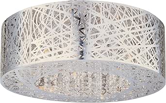 Polished Chrome Inca 9-Bulb Flush Mount Indoor Ceiling Fixture - Metal Shade Included