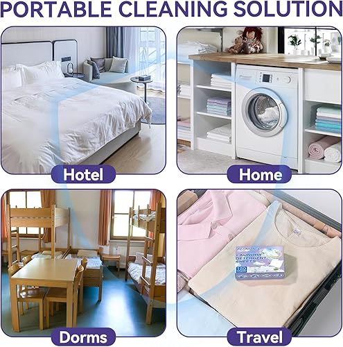 Miniatura 8 de Hojas de detergente para ropa (180 hojas), detergente ecológico, compacto, ligero, hipoalergénico, sin líquido, para viajes, hogar, dormitorios,