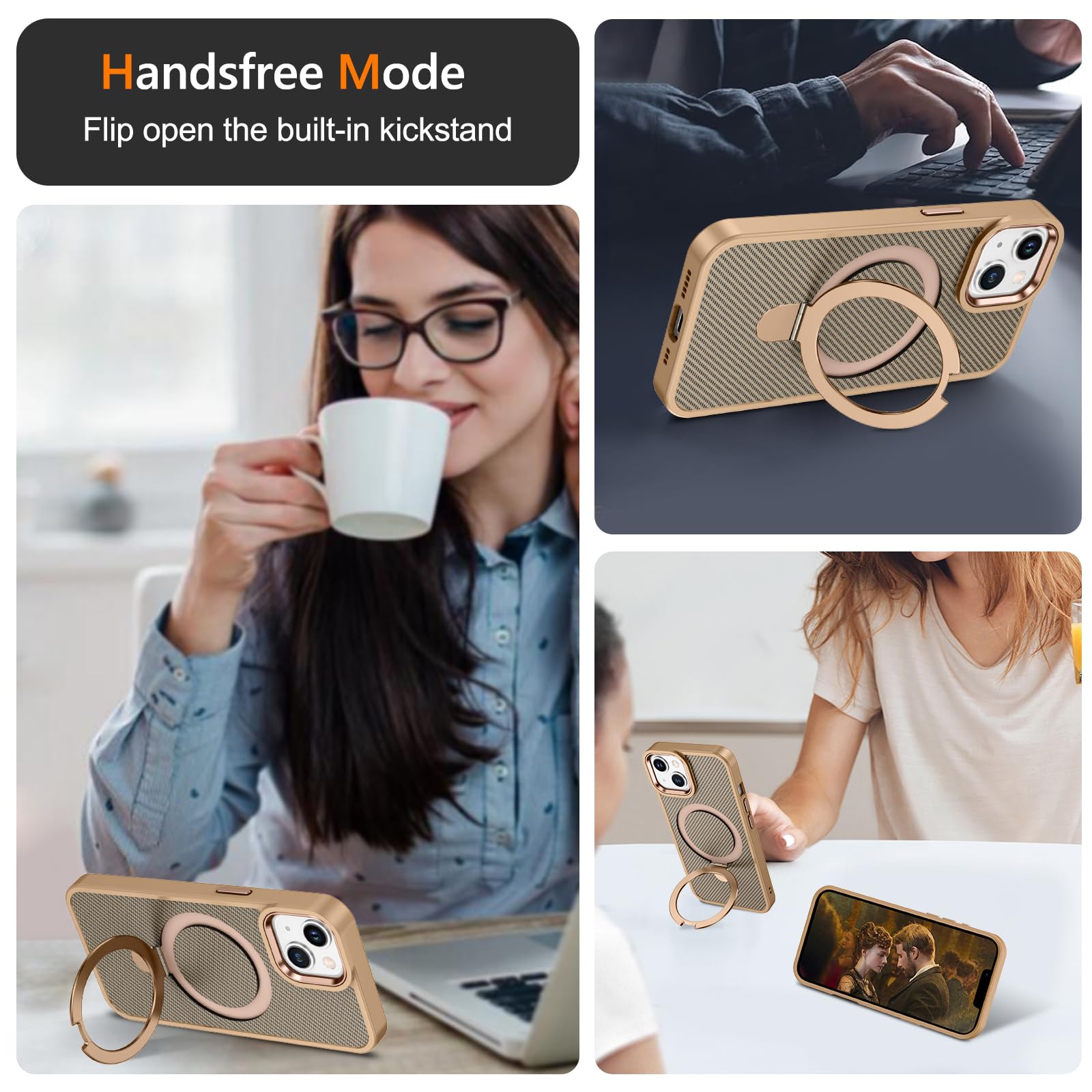 GUAGUA IPhone 13/14 Hülle Mit MagSafe – Magnetische Hülle Mit Ring-Ständer, Kratzfest & Durchscheinend