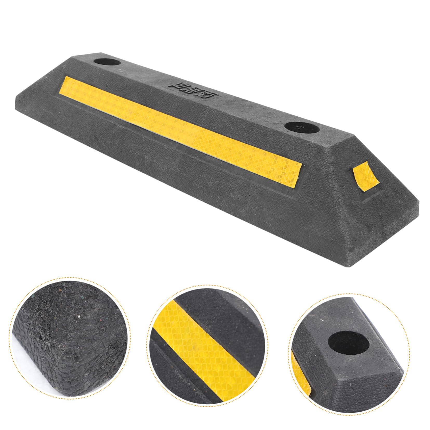 Amosfun 3 Piezas tapón de Coche Barrera Parking tapón para vehículos cochera calzo de Rueda Protector tapón de estacionamiento para Garaje Tope de Rueda Reflectante Caucho Black
