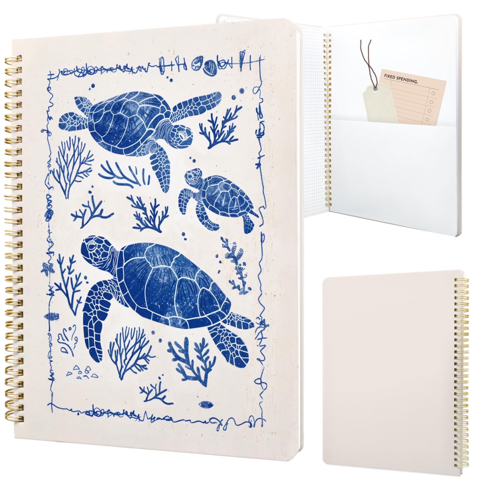 Cute Spiral Notebook 8.5 x 11 Graph Paper Journal A4, Turtle
