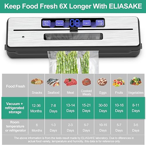 Miniatura 6 de Sellador al vacío, sistema de conservación de alimentos, automático de un solo toque, sellador de alimentos compacto 8 en 1, cortador incorporado,