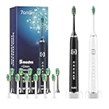 Sonic Electric Toothbrush with 6 Brush Heads for Adults and Kids, One Charge for 90 Days, Wireless Fast Charge, 5 Modes with 2 Minutes Built in Smart Timer, Electric Toothbrushes (Black&White)