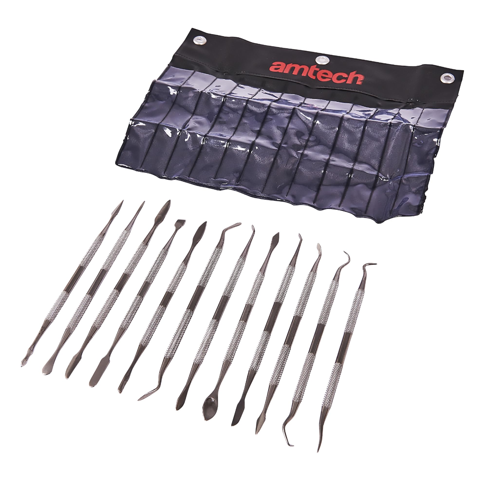 Amtech 12 Piece Stainless Steel Wax Carving Set Double Ended Carving Tools