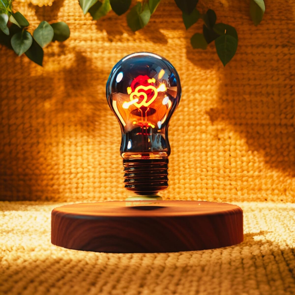 MOOCCI Levitating Heart Bulb Lamp, Magnetic Floating Light with Warm Glow, Romantic Bedroom Night Light, Perfect Easter Day Gift for Wife Girlfriend Woman, Unique Home Decor Tech Gadget