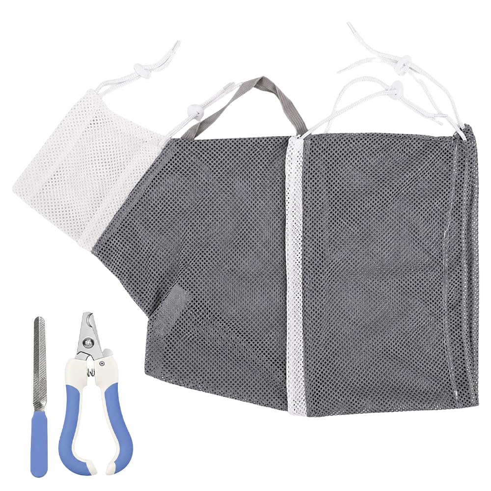 Norvyn Cat Bathing Grooming Bag with Mesh Bag and 2 Nail Clippers