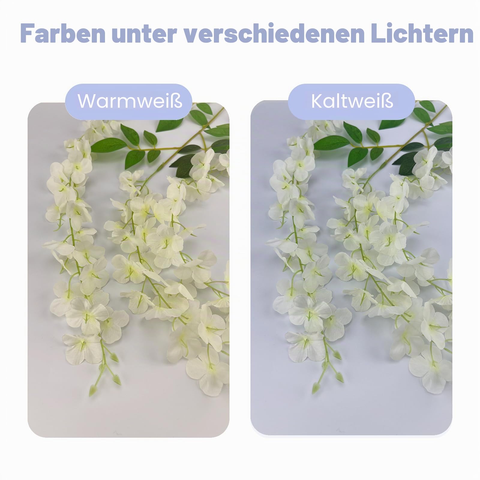 BIRDDIE 48 Stück Künstliche Glyzinien Hängende Blumen Kunstblumen Hängend Wie Echt Künstlich Hängeblumen für Outdoor Draußen Balkon Garten Hochzeit