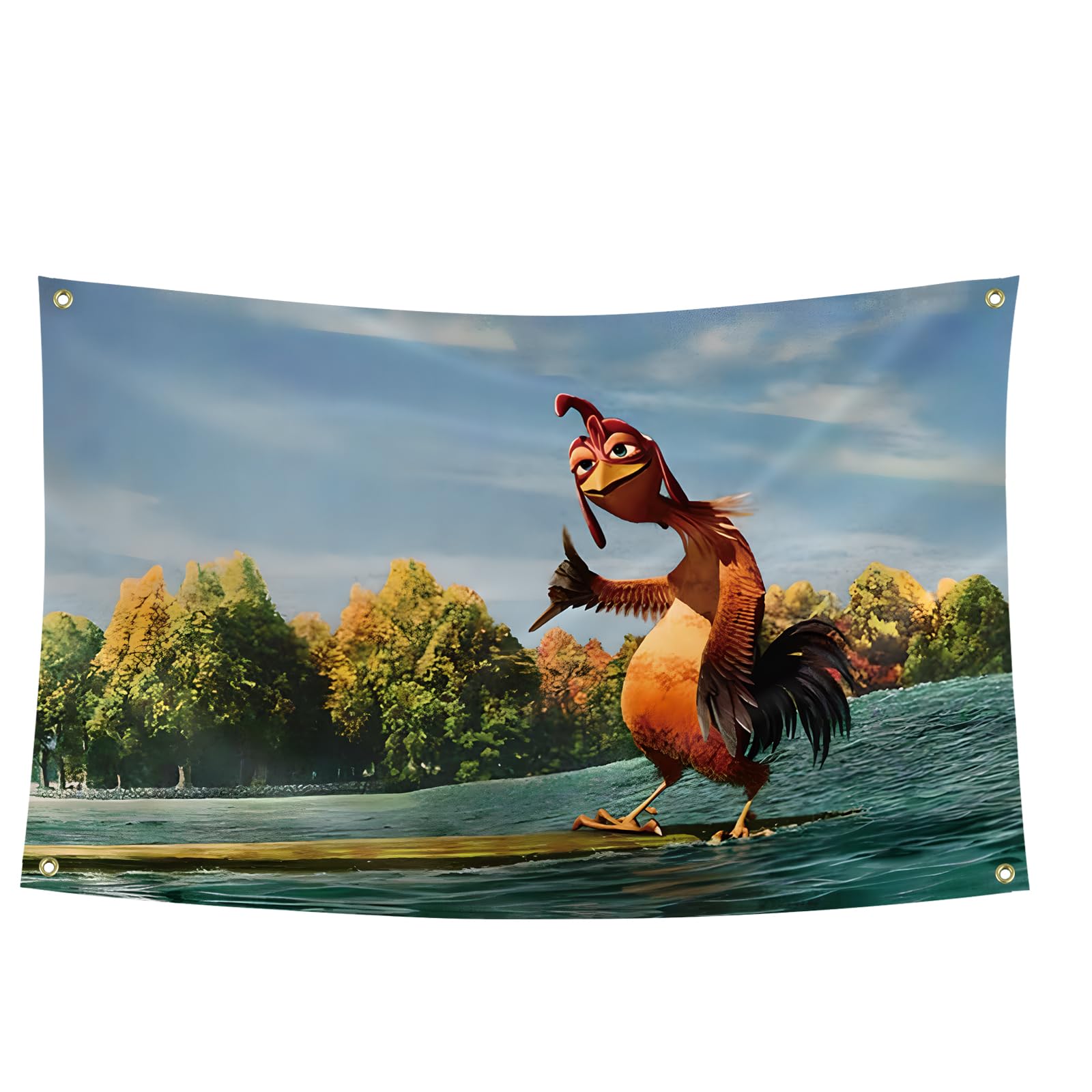 Chicken Flag 3x5 ft Funny Wall Flag for Man Cave, College Dorm Room Decor with 4 Brass Grommets