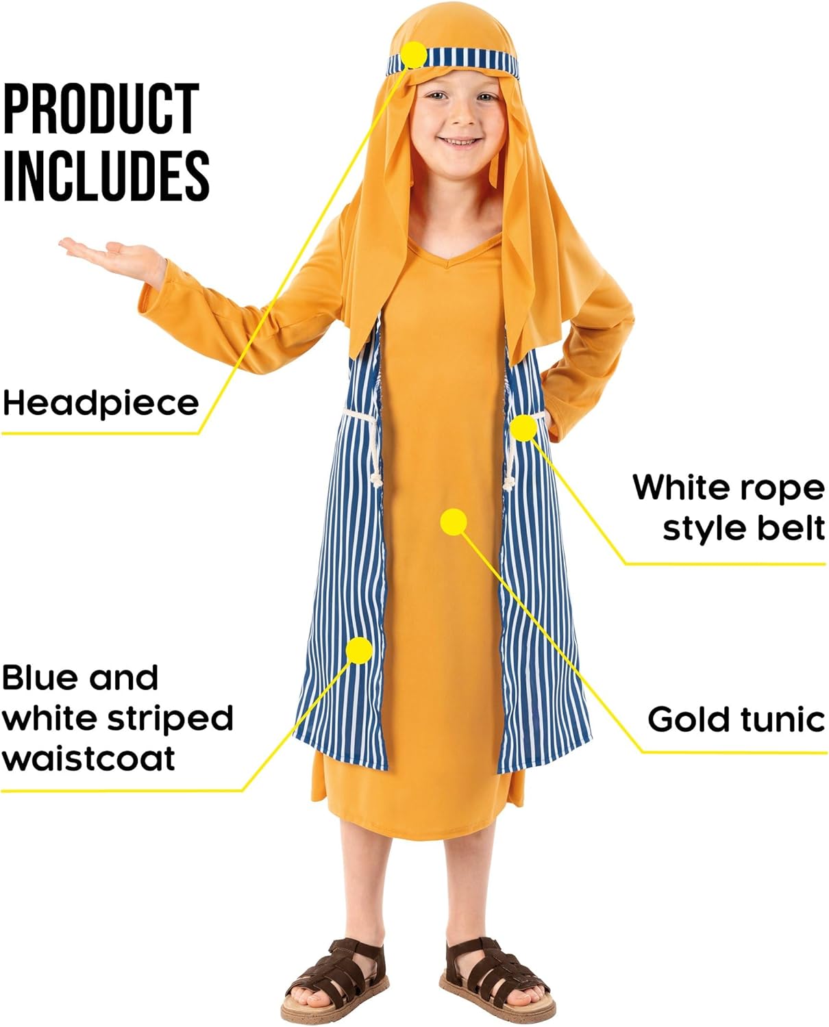 fun shack Blue Shepherd Costume for Kids, Boys Shepherd Costume, Christmas Costumes for Kids, Boys Nativity Costumes - Image 2