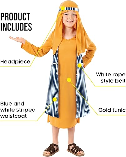 Miniatura 2 de Disfraz de pastor azul para niños de Fun Shack, disfraz de pastor para niños, disfraces de Navidad para niños, disfraces de la natividad para niños