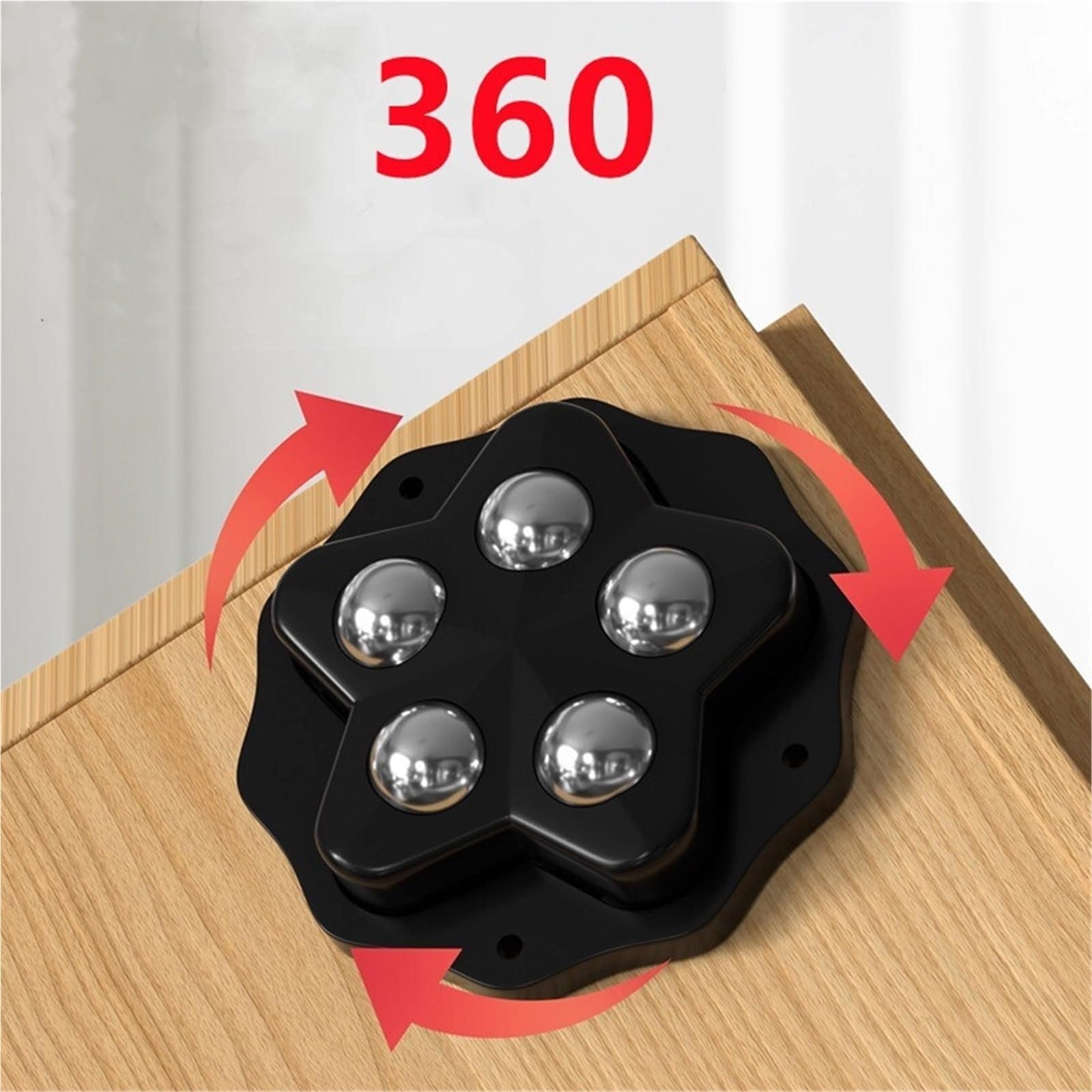 2 samoprzylepne kółka, obrotowe łożysko o 360 stopniach | 2-5 stalowych koralików, nośność 20-200 kg, odklejanie i przyklejanie bez użycia narzędzi(G Black Steel)