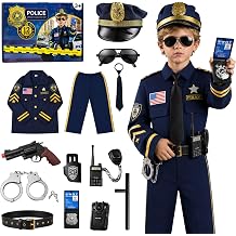 Police Costume for Kids, 12PCS Boys Police Officer Costume for Halloween 
