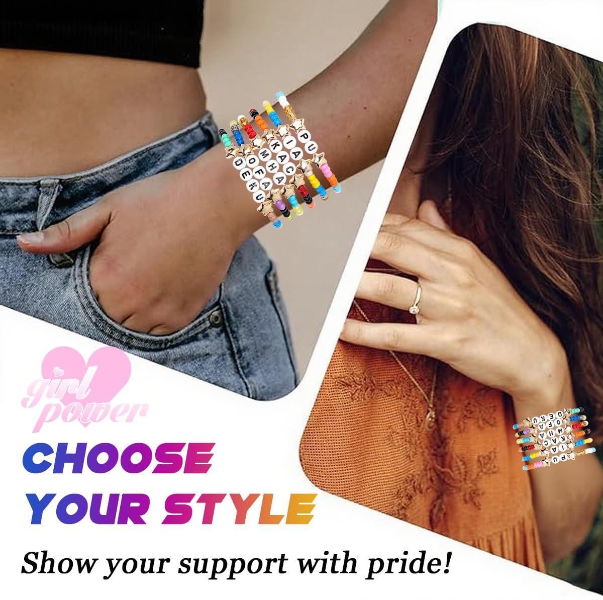 AICase for Mha Merch Gifts Toys Inspired Bracelets 6 Pcs Stackable Stretch Beaded My Friendship Bracelets Hero Academia Costume Cosplay Merchandise Gifts for Fans Women Birthday Christmas Stocking - Image 7