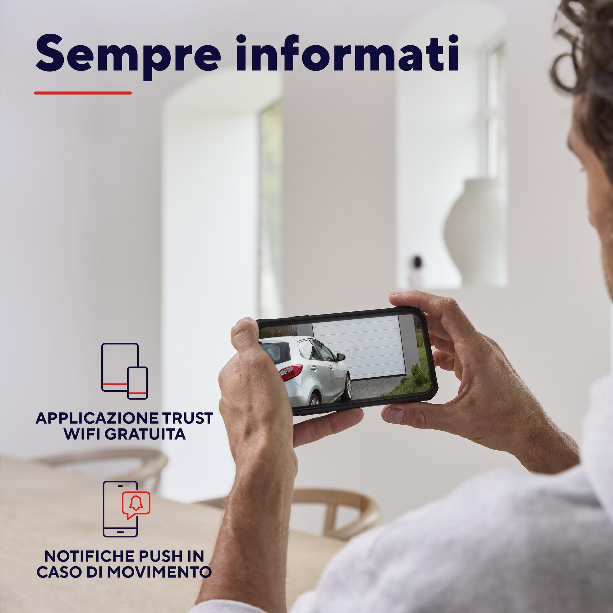 Trust SMARTCAM-3900 Telecamera Wifi Esterno 360°, con Visione Notturna | Luce/Sirena/Microfono Integrati, Rilevamento Umano, Videocamera Sorveglianza con App, Casa Intelligente, Bianco