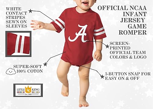 Miniatura 4 de Little King Mameluco de fútbol universitario para niños, tallas 6M, 12M, 18M