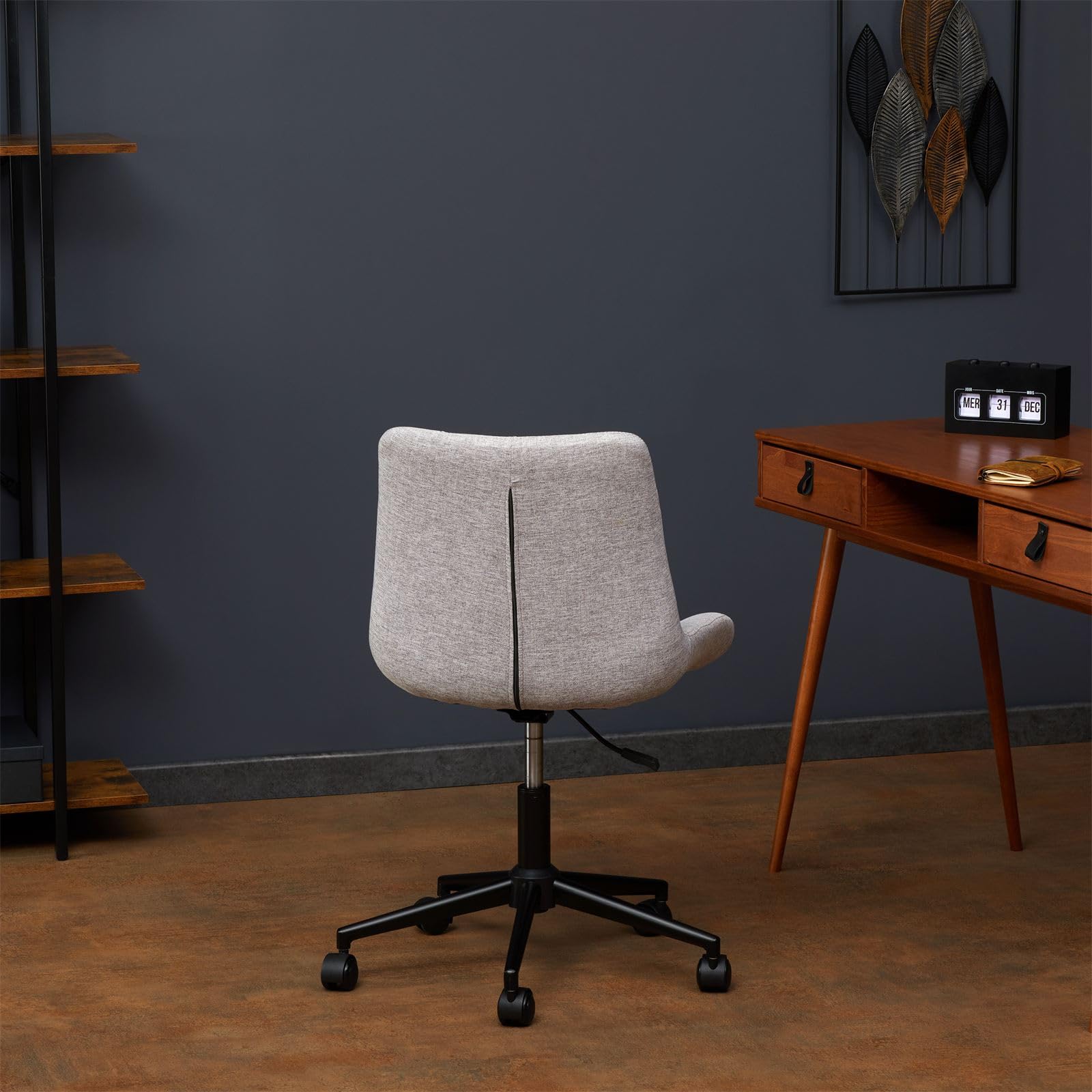 IDIMEX Sedia girevole TALIA, regolabile in altezza, grigio mélange, comoda poltrona da ufficio con motivo a nido d'ape, altezza seduta 42-52 cm, ideale per ufficio e toletta, robusta base in metallo