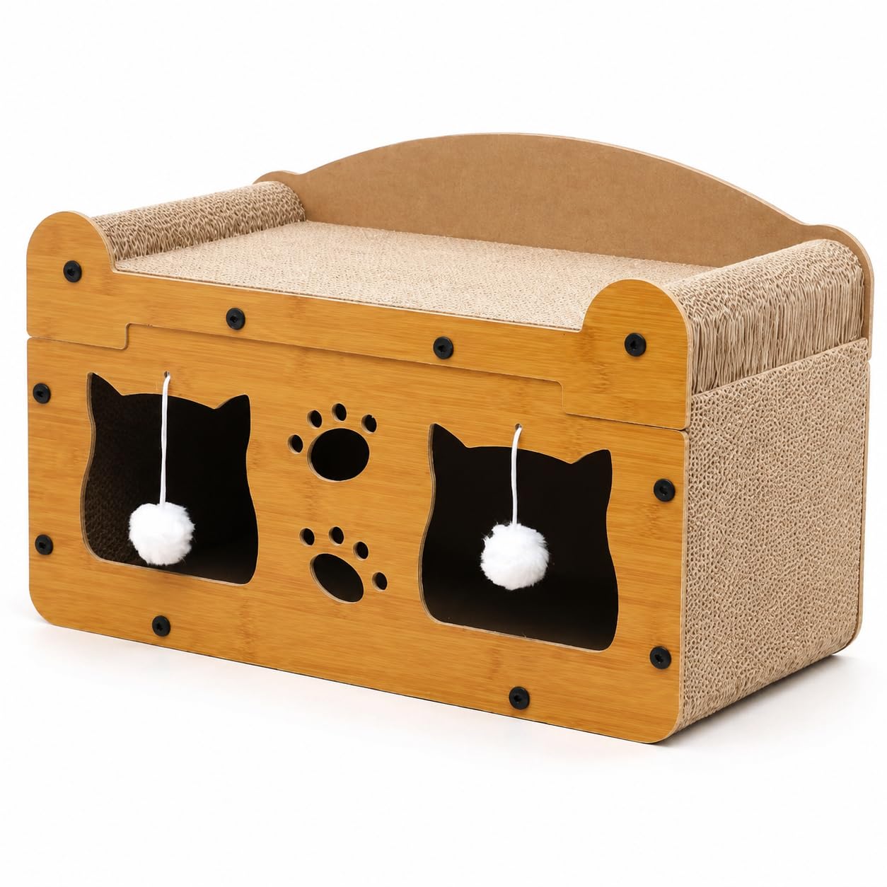 Maison Chat Confortable avec Griffoir pour Chat en Carton, Grattoir Chat et Niche Chat, pour Chats d’Intérieur, Style to 2, Moyen : 51 × 27 × 30 cm
