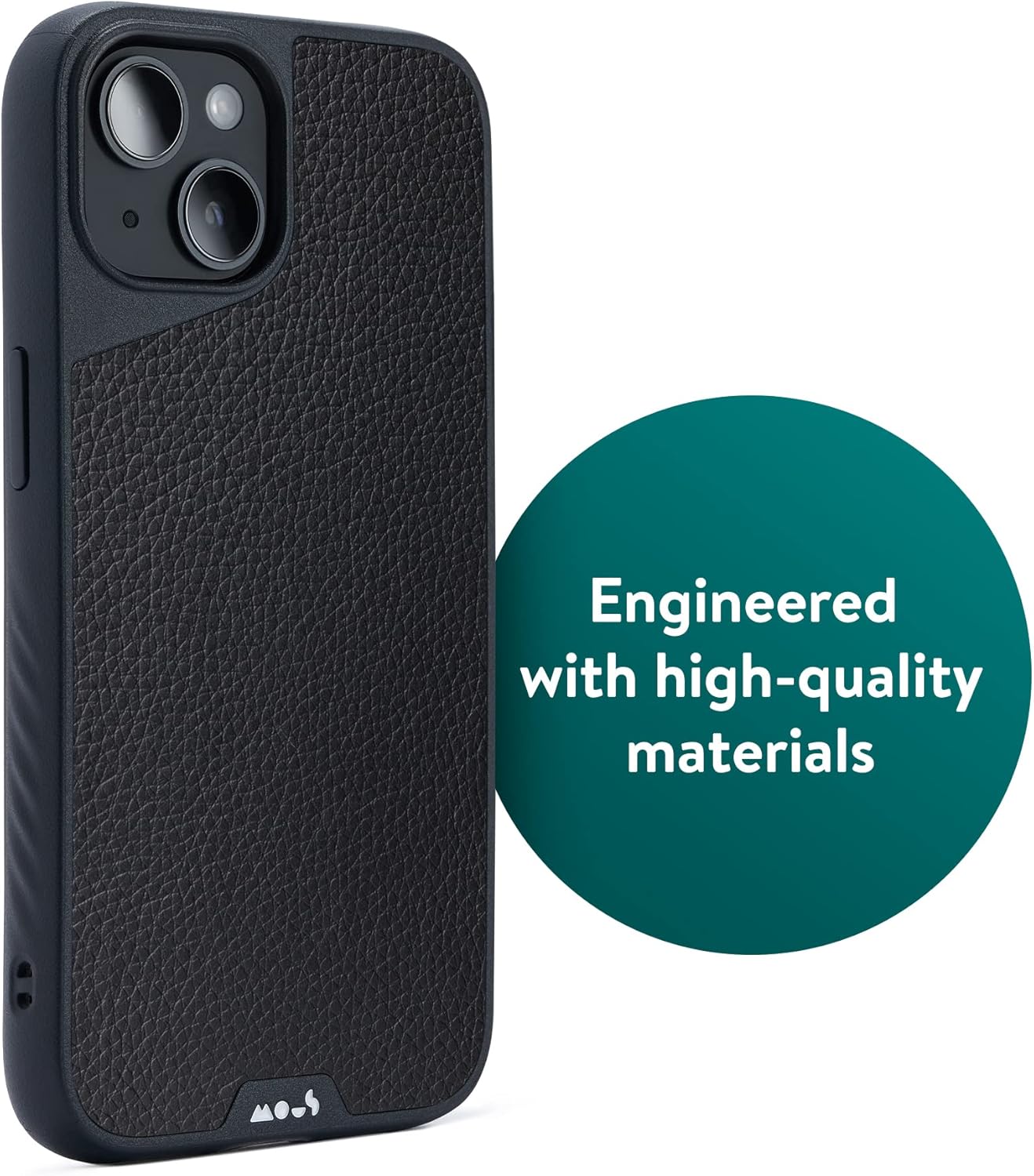 Mous - Case for iPhone 14 - Black Leather - Limitless 5.0 - Protective iPhone 14 Case MagSafe Compatible - Shockproof Phone Cover