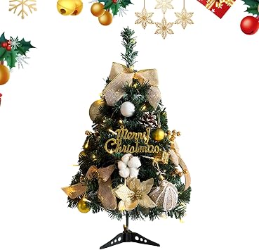 Decor, Miniature Holiday Table Decor, 17 Inch Tabletop, Fully Decorated with Led Lights, Perfect Accent Decor, Home Apartment Office, Holiday Shelf Mantel, Study Corner Accent