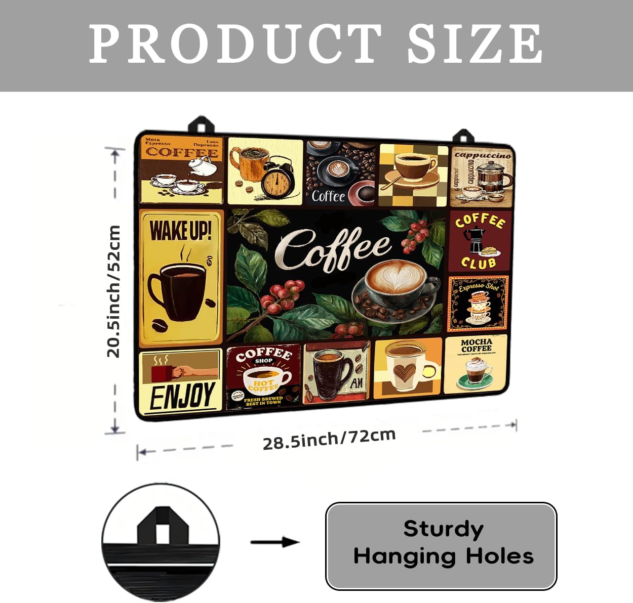 Retro Coffee Electric Stove Top Cover Protector,Cafe Bar Heat Resistant Glass Top Stove Cover Protector,Vintage Cafe Decor Glass Cooktop Covers,28.5”x 20.5”