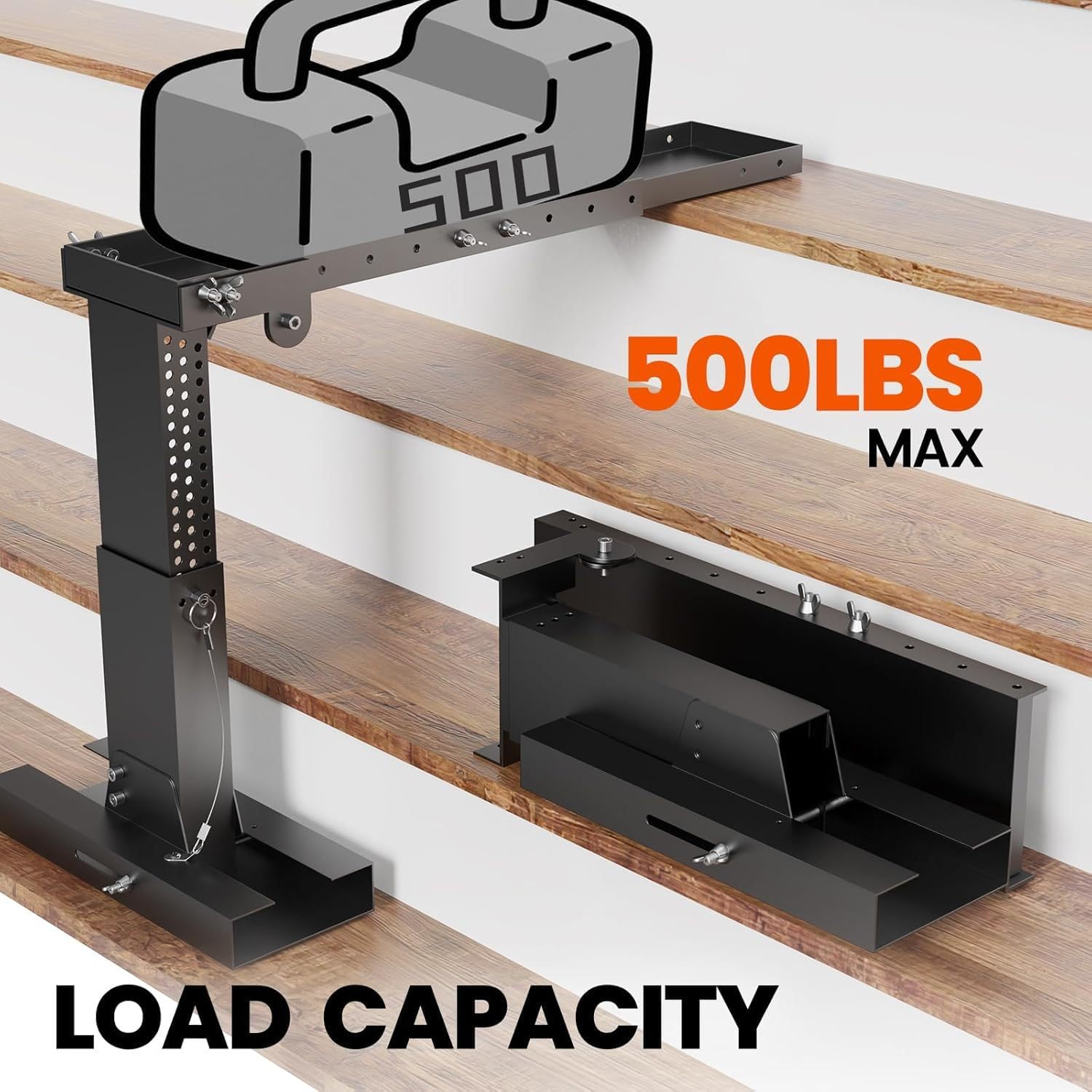 Ladder Leveler Pro, Adjustable Foldable Ladder Leveler for Stairs, Max 500 LBS, Adjustable Length 17 "-31.5" and Height Range 11 "-18", Heavy Duty Ladders Lifter Stabilizer Platform (Black)