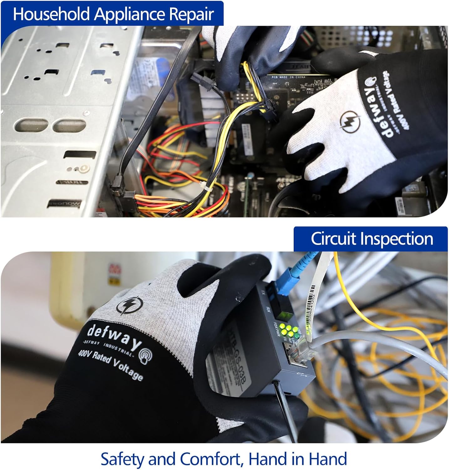 defway Insulated Work Gloves 1000V High Voltage Resistant Electrician Gloves Waterproof Work Gloves Rubber Non Slip Design