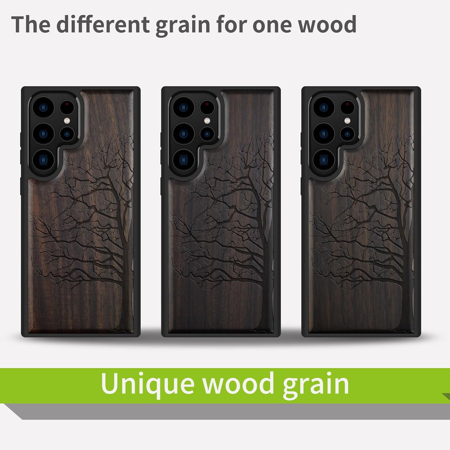 Carveit Wood Case for Galaxy S22 Ultra Case [Natural Wood & Soft TPU] Shockproof Protective Cover Unique & Classy Wooden Design Compatible with Samsung S22 Ultra (Eternal Tree-Blackwood)