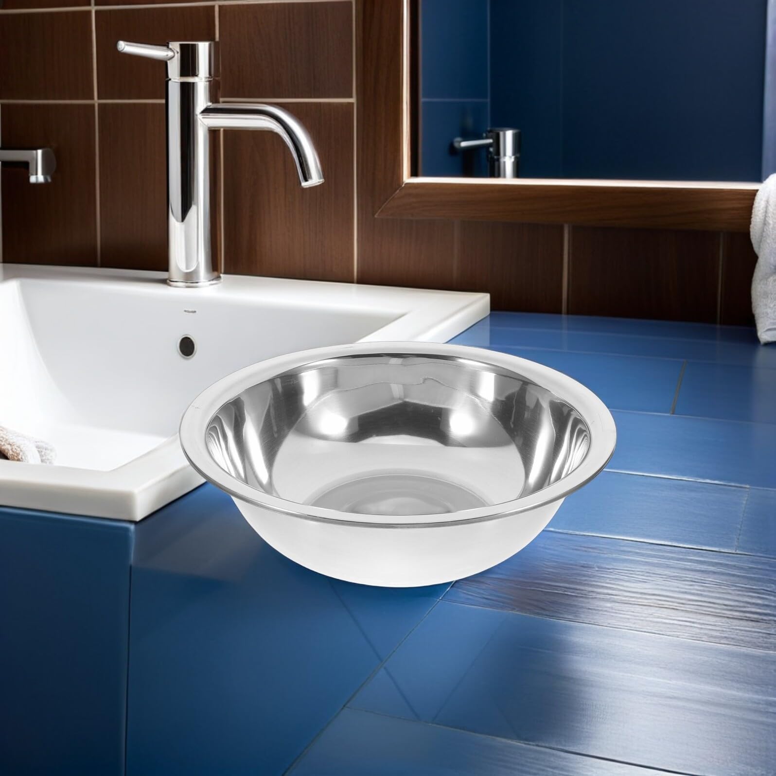 Homoyoyo Vaschetta per Pediluvio in Acciaio Inox 201 da 28 CM Set 2 Pezzi Multifunzionale Fondo Antiscivolo Contenitore per Lavare Piedi Bucato e Uso Domestico per Casa e Viaggio