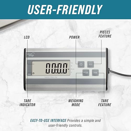 Miniatura 3 de Pesa Digital Inteligente para Envíos Pesados y Báscula Postal con Plataforma Grande de Acero Inoxidable Resistente Capacidad de 440 lbs x 6 oz de