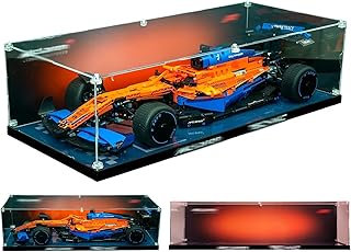 Sungvoolビルディングブロック 42141 F1 レースカー専用アクリルディスプレイボックス (レゴテクニック マクラーレン フォーミュラ1 レースカーと互換性あり )背景が描かれている,防塵設計, UVカット機能付き, 自立型ブラックベース収納ケース ,強化構造でモデルを守る , サイズ:68CMx30CMx17CM(ディスプレイボックスのみ)