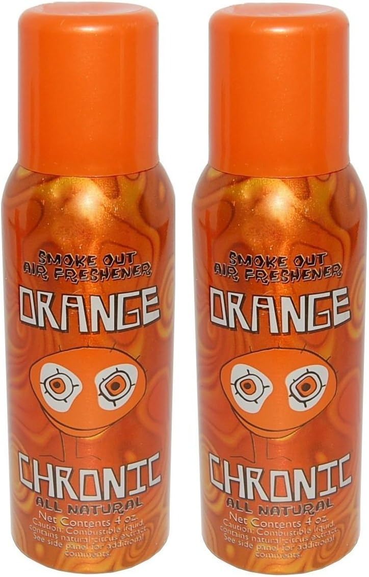 Orange Chronic Smoke Out AIR Freshener Spray 4oz (2 Large Cans)
