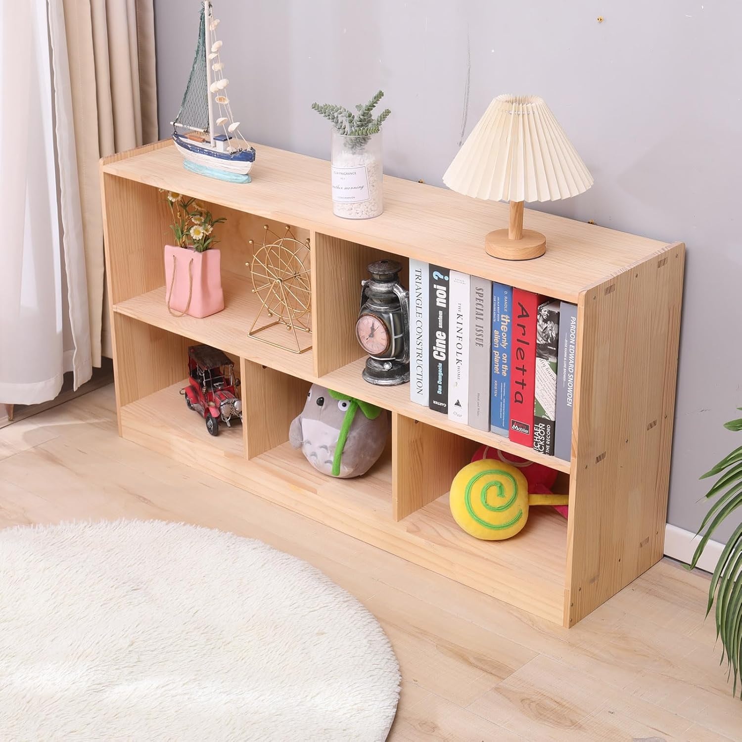 Wooden Storage Cabinet, 5-Section Montessori Shelf, Kids Toy Storage Organizer Bookshelf for Kids Rooms, Classroom, Playroom, Nursery, (44.5")