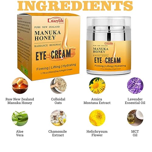 Miniatura 2 de Crema de ojos de miel Manuka para círculos oscuros y hinchazón, crema debajo de los ojos, crema antienvejecimiento, mejora el aspecto de líneas