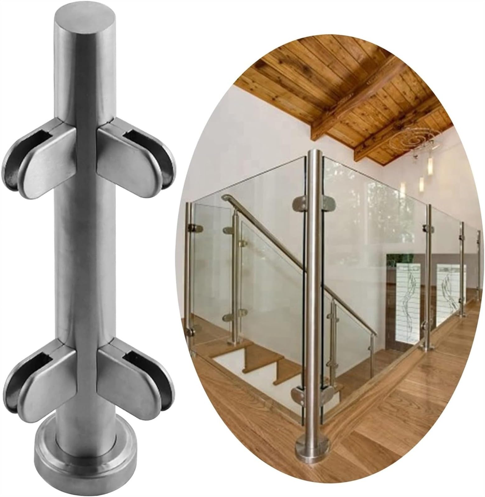 Système de garde-corps en verre pour sécuriser un escalier intérieur
