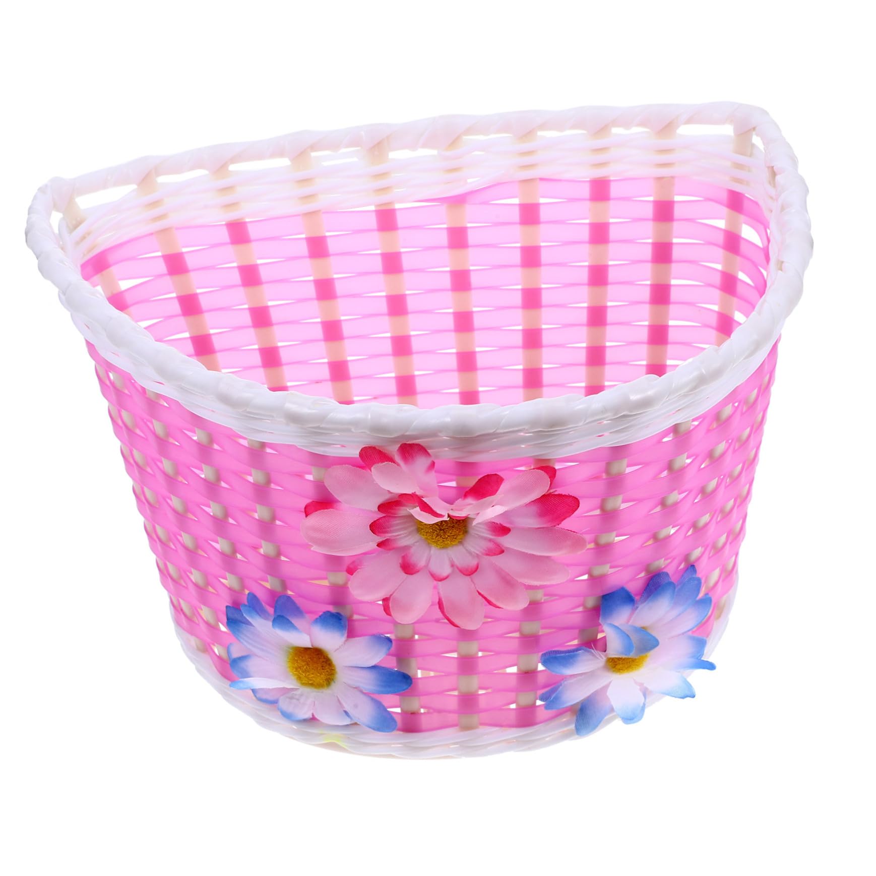 CORHAD Bike Basket with Flower Pattern Fun Front Handlebar Storage for Collecting Rocks and Bugs Easy Tool Attachment Present for Birthdays Holidays